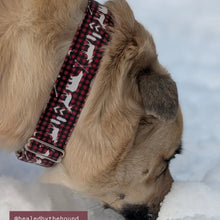 Load image into Gallery viewer, Dog Collar/ Plaid Animals Dog Collar/ Woodland Animals Dog Collar/ Winter Animals Dog Collar/ Buffalo Plaid Dog Collar / Fabric Dog Collar