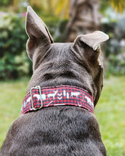 Load image into Gallery viewer, Dog Collar/ Plaid Animals Dog Collar/ Woodland Animals Dog Collar/ Winter Animals Dog Collar/ Buffalo Plaid Dog Collar / Fabric Dog Collar