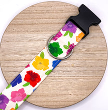 Load image into Gallery viewer, Dog Collar/ Petunia Dog Collar/ Petunia Flowers Dog Collar/ Multicolored Flowers Dog Collar/ Fabric Dog Collar