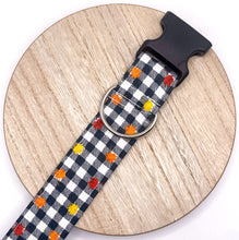 Load image into Gallery viewer, Dog Collar/ Plaid Leaves Dog Collar/ Plaid Dog Collar/ Leaves Dog Collar/ Fabric Dog Collar