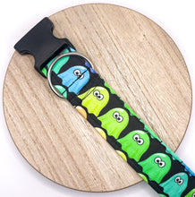 Load image into Gallery viewer, Dog Collar/Neon Ghosts Dog Collar/ Retro Ghosts Dog Collar/ Halloween Dog Collar/ Bright Ghosts Dog Collar/ Fabric Dog Collar