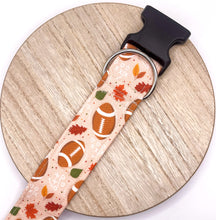 Load image into Gallery viewer, Dog Collar/ Football Dog Collar/ Fall Dog Collar/ Leaves Dog Collar/ Sports Dog Collar/ Fabric Dog Collar