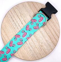 Load image into Gallery viewer, Dog Collar/Flamingo Floaties Dog Collar/ Flamingo Dog Collar/ Summer Dog Collar/ Pool Themed Dog Collar