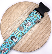 Load image into Gallery viewer, Dog Collar/ Pirate Sharks Dog Collar/ Pirate Themed Dog Collar/ Shark Dog Collar