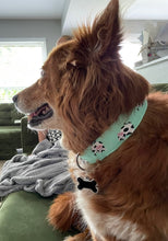 Load image into Gallery viewer, Dog Collar/ Chunky Cow Dog Collar/ Cute Cow Print Dog Collar/ Mint Cow Dog Collar/ Fabric Dog Collar