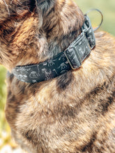 Load image into Gallery viewer, Dog Collar/ Skeleton Dinosaurs Dog Collar/ Black Dog Collar/ Dino Skeleton Dog Collar/ Funny Dog Collar/ Fabric Dog Collar