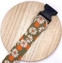 Load image into Gallery viewer, Dog Collar/ Boho Pumpkins Dog Collar/ Pumpkins and Daisies Dog Collar/ Pretty Pumpkins Dog Collar/ Autumn Dog Collar/ Fabric Dog Collar