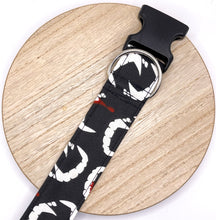 Load image into Gallery viewer, Dog Collar/ Glow in the Dark Fangs Dog Collar/ Vampire Dog Collar/ Halloween Dog Collar/ Dracula Dog Collar/ Fabric Dog Collar/ Fall Dog Collar