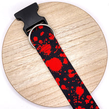 Load image into Gallery viewer, Dog Collar/ Blood on Black Dog Collar/ Bloody Dog Collar/ Halloween Dog Collar/ Spooky Dog Collar/ Fabric Dog Collar/ Fall Dog Collar