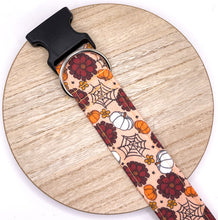 Load image into Gallery viewer, Dog Collar/ Cute Webs Dog Collar/ Pumpkin Dog Collar/ Fall Flowers Dog Collar/ Halloween Dog Collar/ Fabric Dog Collar