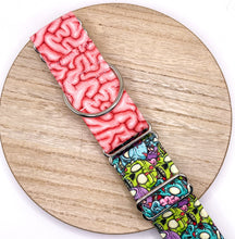 Load image into Gallery viewer, Dog Collar/ Brain and Zombie Martingale Dog Collar/ Zombie Martingale Dog Collar/ Brains Dog Collar/ Fabric Dog Collar