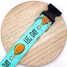 Load image into Gallery viewer, Dog Collar/ Leg Day Dog Collar/ Food Dog Collar/ Thanksgiving Dog Collar/ Fabric Dog Collar