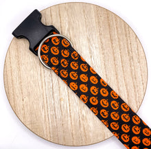 Load image into Gallery viewer, Dog Collar/ Tiny Jack-o-Lanterns Dog Collar/ Pumpkins Dog Collar/ Small Dog Dog Collar/ Halloween Dog Collar/ Fabric Dog Collar