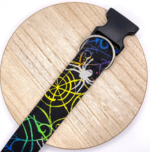 Load image into Gallery viewer, Rainbow Glitter Spiders Dog Collar