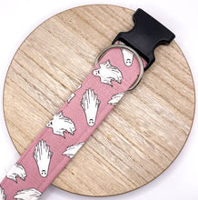 Load image into Gallery viewer, Dog Collar/ Pink Glow Ghosts Dog Collar/ Ghost Dog Collar/ Glow in the Dark Dog Collar/ Halloween Dog Collar/ Fabric Dog Collar