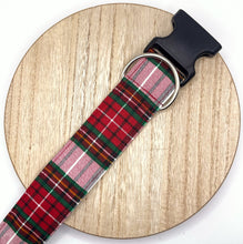 Load image into Gallery viewer, Dog Collar/ Christmas Plaid Dog Collar/ Holiday Plaid Dog Collar/ Winter Plaid Dog Collar/ Christmas Colors Dog Collar/ Fabric Dog Collar
