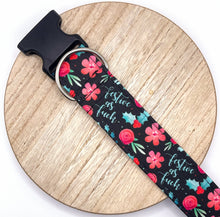 Load image into Gallery viewer, Dog Collar/ Festive AF Plaid Dog Collar/ Festive As F*ck Dog Collar/ Fabric Dog Collar/ Metallic Dog Collar