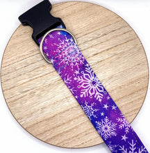 Load image into Gallery viewer, Dog Collar/ Blue and Purple Ombre Snowflakes Dog Collar/ Snowflakes Dog Collar/ Winter Dog Collar/ Snow Dog Collar / Fabric Dog Collar