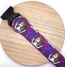 Load image into Gallery viewer, Dog Collar/ Middle Finger Unicorn Dog Collar/ Flip Off Dog Collar/ Funny Dog Collar/ Swearing Dog Collar/ Adult Dog Collar/ Fabric Dog Collar