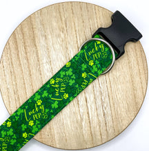 Load image into Gallery viewer, Dog Collar/ Lucky Pup Dog Collar/ St. Patricks Day Dog Collar/ Lucky Dog Collar/ Shamrock Dog Collar/ Fabric Dog Collar
