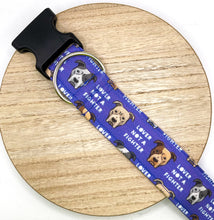 Load image into Gallery viewer, Dog Collar/ Lover Not A Fighter Dog Collar/ Pittie Dog Collar/ Pitbull Dog Collar/ Fabric Dog Collar
