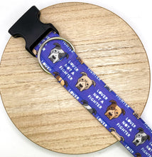 Load image into Gallery viewer, Dog Collar/ Lover Not A Fighter Dog Collar/ Pittie Dog Collar/ Pitbull Dog Collar/ Fabric Dog Collar