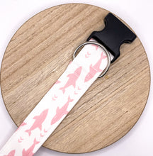 Load image into Gallery viewer, Dog Collar/ Pink Sharks Dog Collar/ Cute Pink Shark Dog Collar/ Gilrie Shark Dog Collar/ Fabric Dog Collar
