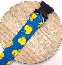 Load image into Gallery viewer, Dog Collar/ Dark Blue Rubber Duck Dog Collar/ Bubbles and Ducks Collar Dog Collar/ Rubber Duckies Dog Collar/ You've Been Ducked Dog Collar/ Fabric Dog Collar