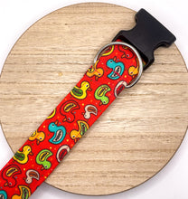 Load image into Gallery viewer, Dog Collar/ Rubber Duck Dog Collar/ Jeep Grill Duck Collar Dog Collar/ Red Duck and Jeep Dog Collar/ You've Been Ducked Dog Collar/ Fabric Dog Collar