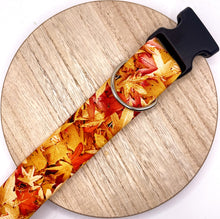 Load image into Gallery viewer, Dog Collar/ Neutral Fall Leaves Dog Collar/ Neutral Dog Collar/ Natural Leaves Dog Collar/ Autumn Dog Collar/ Fabric Dog Collar