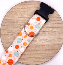 Load image into Gallery viewer, Dog Collar/ Pastel Pumpkins Dog Collar/ Peachy Pumpkins Leaves Dog Collar/ Pretty Pumpkins Dog Collar/ Autumn Dog Collar/ Fabric Dog Collar