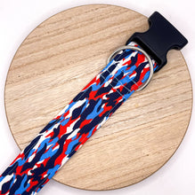 Load image into Gallery viewer, Dog Collar/ Patriotic Camo Print Dog Collar/ Red White and Blue Dog Collar/ USA Dog Collar/Fabric Dog Collar