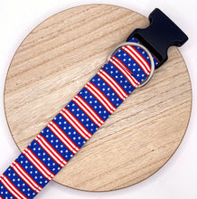 Load image into Gallery viewer, Dog Collar/ Stars and Stripes Dog Collar/ Red White and Blue Dog Collar/ Patriotic Dog Collar/ USA Dog Collar/Fabric Dog Collar