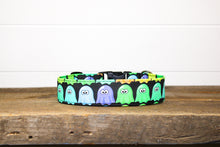 Load image into Gallery viewer, Dog Collar/Neon Ghosts Dog Collar/ Retro Ghosts Dog Collar/ Halloween Dog Collar/ Bright Ghosts Dog Collar/ Fabric Dog Collar
