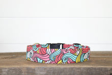 Load image into Gallery viewer, Dog Collar/ Bright Waves Dog Collar/ Ukrainian Artist Dog Collar/ Bright Swirls Dog Collar/ Fabric Dog Collar