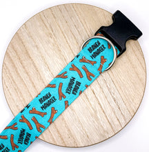 Load image into Gallery viewer, Dog Collar/ Branch Manager Dog Collar/ Stick Dog Collar/ Dog Theme Dog Collar/ Blue Dog Collar/ Fabric Dog Collar