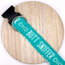 Load image into Gallery viewer, Dog Collar/ Blue Butt Sniffer Dog Collar/ Dog Themed Dog Collar/ Fabric Dog Collar
