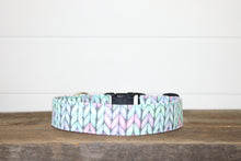 Load image into Gallery viewer, Dog Collar/ Pastel Knit Dog Collar/ Ukrainian Artist Dog Collar/ Knit Pattern Dog Collar/ Fabric Dog Collar