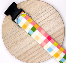 Load image into Gallery viewer, Dog Collar/ Easter Plaid Dog Collar/ Spring Plaid Dog Collar/ Basket Weave Dog Collar/ Spring Dog Collar