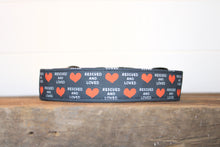 Load image into Gallery viewer, Dog Collar/ Rescued and Loved Dog Collar/ Valentines Dog Collar/ Rescue Dog Collar/ Cute Dog Collar/ Fabric Dog Collar