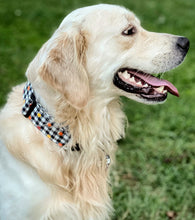 Load image into Gallery viewer, Dog Collar/ Plaid Leaves Dog Collar/ Plaid Dog Collar/ Leaves Dog Collar/ Fabric Dog Collar