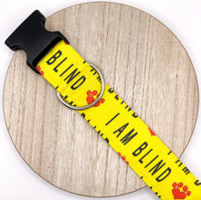 Load image into Gallery viewer, Dog Collar/ I'm Blind Dog Collar/ Blind Dog Dog Collar/ Yellow Dog Collar/ Training Dog Collar/ Alert Dog Collar