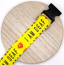 Load image into Gallery viewer, Dog Collar/ I'm Deaf Dog Collar/ Deaf Dog Dog Collar/ Yellow Dog Collar/ Training Dog Collar/ Alert Dog Collar