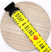 Load image into Gallery viewer, Dog Collar/ I'm Deaf and Blind Dog Collar/ Deaf Blind Dog Dog Collar/ Yellow Dog Collar/ Training Dog Collar/ Alert Dog Collar