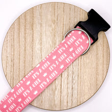 Load image into Gallery viewer, Dog Collar/ It's A Girl Dog Collar/ Baby Announcement Dog Collar/ Gender Dog Collar