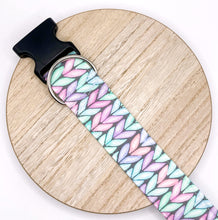Load image into Gallery viewer, Dog Collar/ Pastel Knit Dog Collar/ Ukrainian Artist Dog Collar/ Knit Pattern Dog Collar/ Fabric Dog Collar
