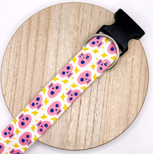 Load image into Gallery viewer, Dog Collar/ Pink Skull Dog Collar/ Skeleton Dog Collar/ Halloween Dog Collar/ Fabric Dog Collar