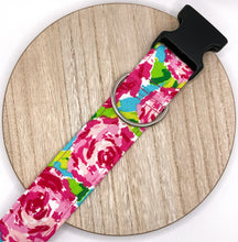 Load image into Gallery viewer, Dog Collar/ Pink Rose Dog Collar/ Flower Dog Collar/ Fabric Dog Collar