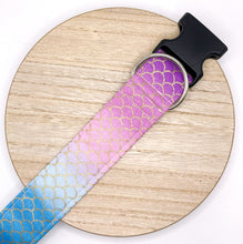 Load image into Gallery viewer, Dog Collar/ Purple Mermaid Dog Collar/ Fabric Dog Collar/ Mermaid Dog Collar/ Scales Dog Collar