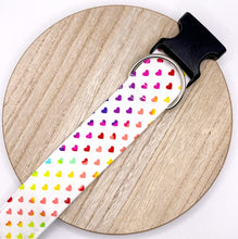 Load image into Gallery viewer, Dog Collar/ Rainbow Hearts Dog Collar/ Valentines Dog Collar/ Neon Hearts Dog Collar/ Fabric Dog Collar
